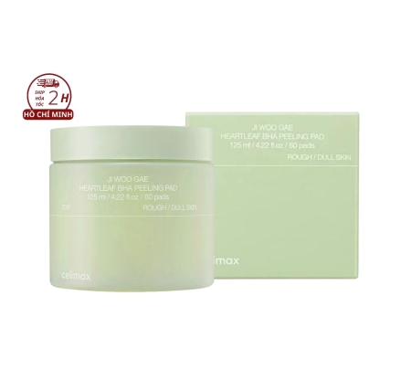 Miếng Bông Peeling Pad Celimax Ji Woo Gae Heartleaf BHA Hàn Quốc 125ml 60 pads. Hỗ Trợ Tẩy Tế Bào Chết Giúp Làm Sạch Da Mặt