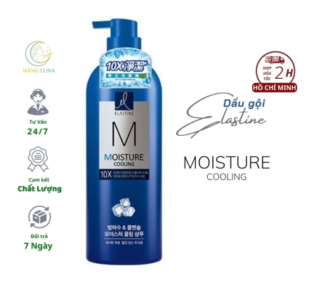 Dầu Gội Elastine 680ml Hàn Quốc Moisture Cooling Care 10X Shampoo Dành cho tóc khô xơ chẽ ngọn