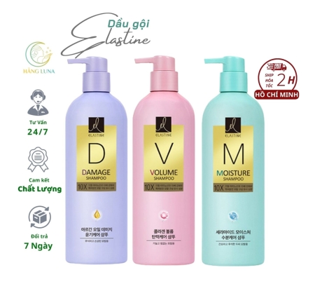 Dầu gội Elastine Care 10X 680ml Volume, Damage, Moisture Shampoo Hỗ trợ dưỡng tóc giảm khô xơ chẽ ngọn 3 Màu