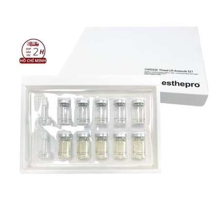Tinh chất Chitossil Thread Lift Ampoule 521 Esthepro Hộp 10 lọ Serum sợi chỉ tơ Hỗ trợ cấp ẩm dưỡng trắng cho da mặt