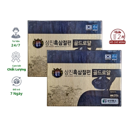 Sâm lát Hắc Sâm tẩm mật ong Sam Jin Black Ginseng Sliced Gold Royal Hàn Quốc Hộp 200g (20g x 10 gói)Hỗ trợ sức khỏe