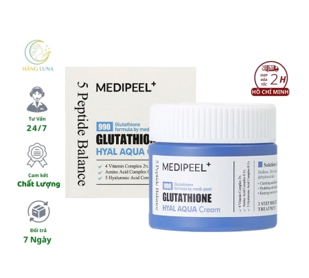 Kem dưỡng MediPeel+ 990 Glutathione Hyal Aqua Cream Peptide Balance 50g Hàn Quốc Cấp ẩm dưỡng trắng giảm nhăn