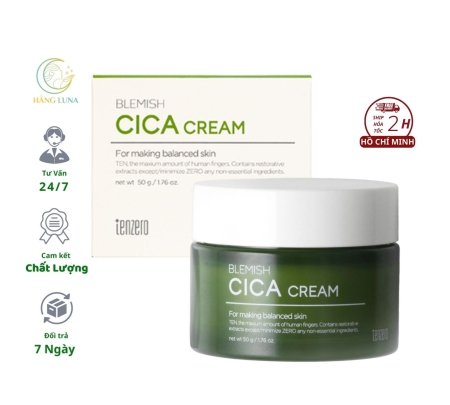 Kem dưỡng Blemish Cica Cream Tenzero 50g Hàn Quốc. Kem rau má Hỗ trợ cấp ẩm dưỡng trắng da giảm mụn