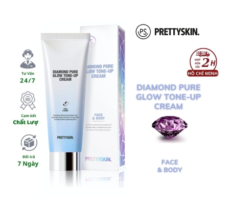 Kem dưỡng trắng PrettySkin Diamond Pure Glow Tone-Up Cream 100ml Hàn Quốc, Kem dưỡng da nâng tone, cấp ẩm