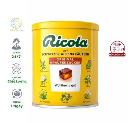 Kẹo ngậm thảo mộc Ricola Schweizer Kräuterzucke Đức. Kẹo ngậm thảo dược giảm ho khàn giọng Ricola 250g