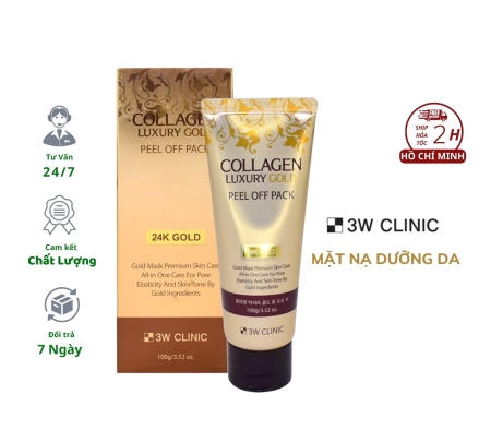 Mặt Nạ Lột, Tẩy Da Chết, Thanh Lọc, Săn Chắc Da 3W Clinic Collagen & Luxury Gold Peel Off Pack 100g