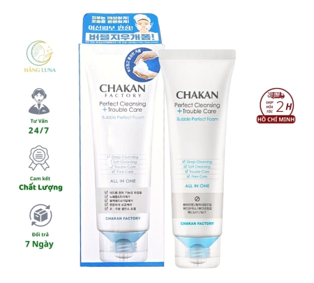 Sữa rửa mặt Chakan Factory Perfect Cleansing Trouble Foam 120ml  Hàn Quốc Dịu nhẹ phù hợp mọi loại da