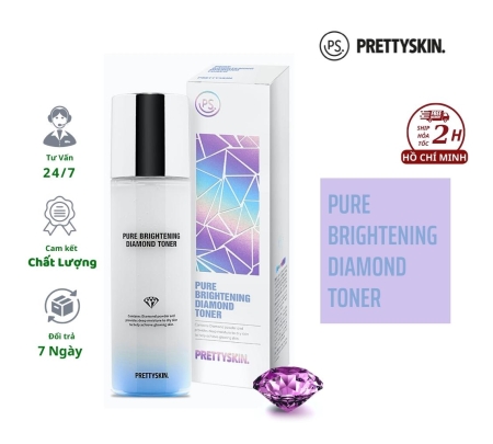 Nước hoa hồng Prettyskin Pure Brightening Diamond Toner 150ml Hàn Quốc, Toner cân bằng dưỡng trắng điều màu da