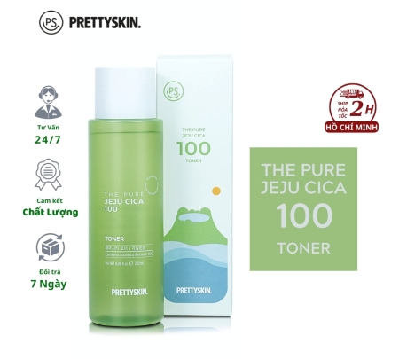 Nước Toner Prettyskin The Pure Jeju Cica 100 Toner 250ml Hàn Quốc, Nước cân bằng da chiết xuất rau má, làm diu da