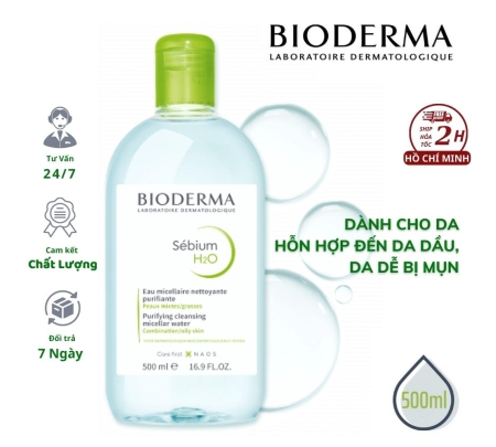 Nước tẩy trang Bioderma Pháp màu xanh