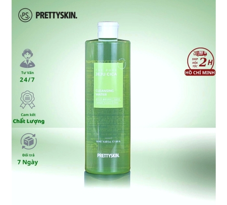 Nước tẩy trang PrettySkin The Pure Jeju Cica Cleansing Water 500ml Hàn Quốc, Dung dịch tẩy trang chiết xuất rau má