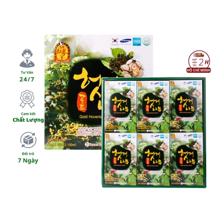 Nước Uống Mát Gan Hovenia Dulcis Gold Dream 2100ml Hộp 30 Gói x 70ml. Nước Uống Thanh Nhiệt Giải Độc Gan Hỗ trợ sức khỏe