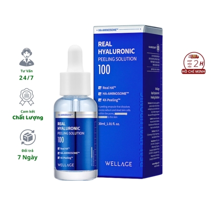 Tinh Chất Wellage Real Hyaluronic 100 Peeling Solution 30ml Hàn Quốc Serum Peel Da Hỗ Trợ Tẩy Tế Bào Chết