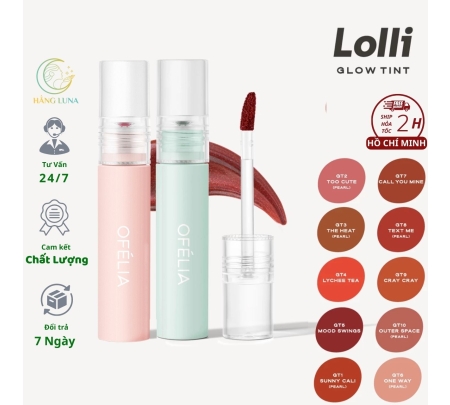 Son Tint Bóng Lâu Trôi Ofélia Lolli Glow Tint 3.9g Hàn Quốc. Son Môi Nước Ofélia full set chapter 1&2