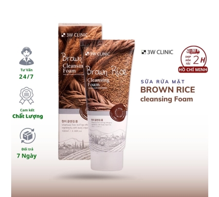 Sữa Rửa Mặt 3W Clinic Gạo Nâu Dưỡng Sáng Da 100g