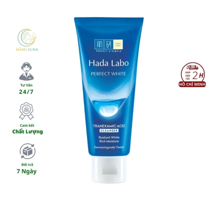 Sữa rửa mặt Hada Labo Perfect White 80g Dạng kem tạo bọt Hỗ trợ làm sạch giúp giữ ẩm da mặt