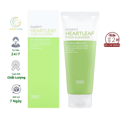 Sữa rửa mặt Clear Fit Heartleaf Foam Cleanser Tenzero 180g Sữa rửa mặt Diếp cá Hỗ trợ làm sạch bụi bẩn cho da mặt 