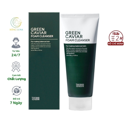 Sữa rửa mặt Green Cavier Foam Cleanser Tenzero 180g Hàn Quốc. Sữa rửa mặt Rong nho Hỗ trợ làm sạch bụi bẩn cho da mặt