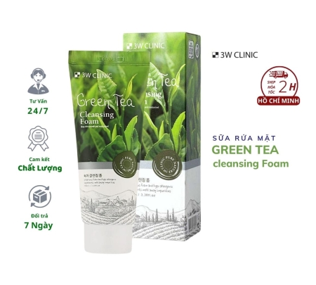 Sữa Rửa Mặt 3W Clinic Trà Xanh Dưỡng Ẩm Da 100ml