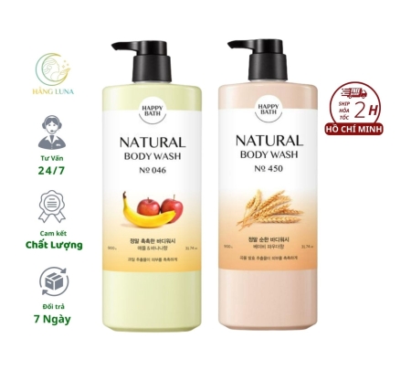 Sữa tắm Happy Bath chiết xuất từ nước gạo Và chiết xuất từ trái cây 900g  Natural Body Wash Hàn Quốc