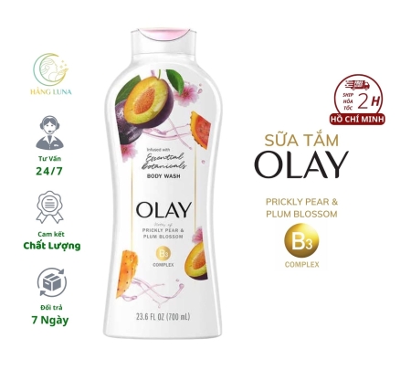 Sữa tắm Olay 700ml Body Wash Prickly Pear & Plum Blossom B3 Complex Mỹ, Sữa tắm Olay Mỹ trắng da cấp ẩm