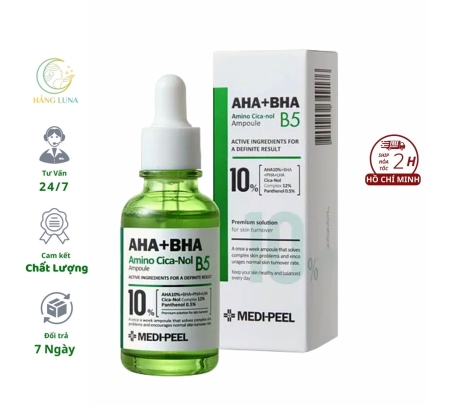 Serum Medipeel+ AHA BHA Amino Cica-Nol B5 Ampoule 30ml Hàn Quốc Tinh chất rau má giảm thâm mụn