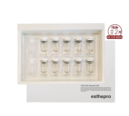 Serum Gold 24K Ampoule 556 EsthePro Hộp 10 x 8ml Hàn Quốc Hỗ trợ cấp ẩm dưỡng trắng da mặt