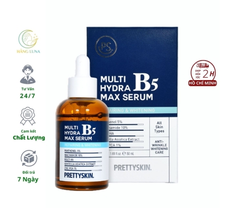 Tinh chất Multi Hydra B5 Max Serum Prettyskin 50ml Hỗ trợ cấp ẩm Giúp dịu da mặt Dành cho da dầu