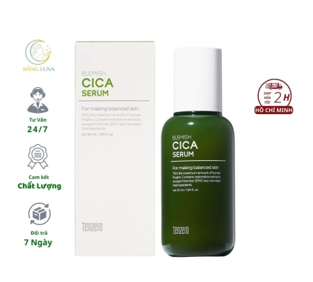 Tinh chất Blemish Cica Serum Tenzero 50ml Hàn Quốc Serum rau má Tenzero Hỗ trợ cấp ẩm làm dịu dưỡng trắng da mặt