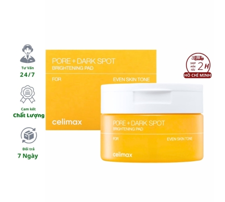 Toner Pad Celimax Pore Dark Spot Brightening Pad 100ml 40 miếng Nước Hoa Hồng Hỗ Trợ Cấp Ẩm Dưỡng Sáng Giúp Chăm Sóc Lỗ Chân Lông Cho Da Mặt