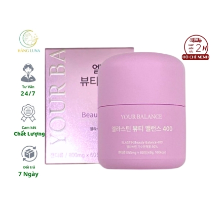 Viên uống Elastin Beauty Balance 400  giúp trắng da Viên uống hỗ trợ bổ sung Elastin hộp 60 viên Hàn Quốc
