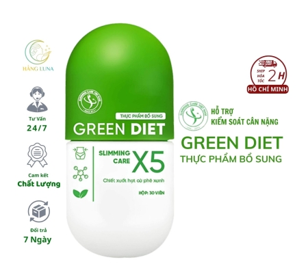 Viên uống giảm cân Slimming Care X5 Green Diet Hủ 30 viên. Viên uống hỗ trợ kiểm soát cân nặng