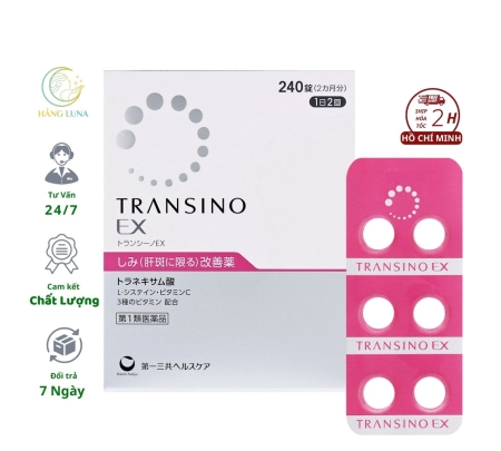 Viên uống trắng da giảm thâm sạm nám Transino EX Nhật Bản hộp 240 viên Bản Mới