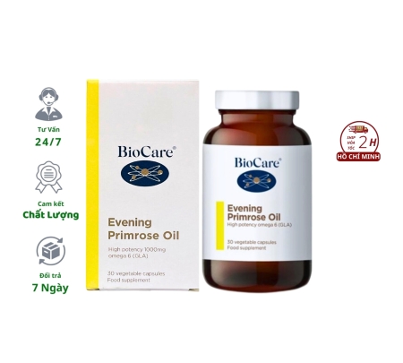 Viên Uống Hoa Anh Thảo BioCare Evening Primrose Oil Hộp 30 viên Hỗ Trợ Chăm Sóc Sắc Đẹp