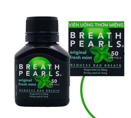 Viên uống ngậm thơm miệng Breath pearls hộp 50 viên của Úc-Giá tốt nhất