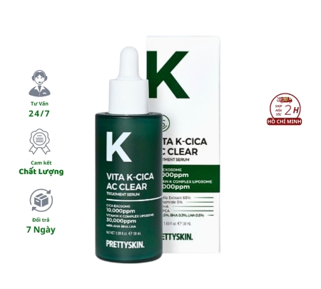Tinh Chất Prettyskin Vita K-Cica AC Clear Treatment Serum 50ml Hàn Quốc Serum Vitamin K Giúp Giảm Mụn Giúp Thông Thoáng Lỗ Chân Lông