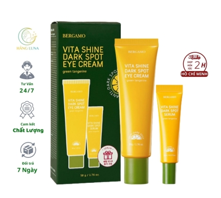 Kem dưỡng mắt quýt xanh Bergamo Green Tangerine Vita Shine Dark Spot Eye Cream 50g (Tặng tuýp Serum 10ml) Hàn Quốc