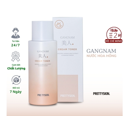 Nước hoa hồng PrettySkin Gangnam Miin Cream Toner 300ml Hàn Quốc dưỡng trắng da mờ nám, Toner cân bằng da Gangnam