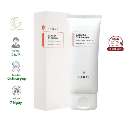 Sữa rửa mặt Lanci Sakura Cleanser Smooth & Gentle 100g Nhật Bản Hỗ trợ làm sạch giúp cân bằng da Dịu nhẹ cho da mặt