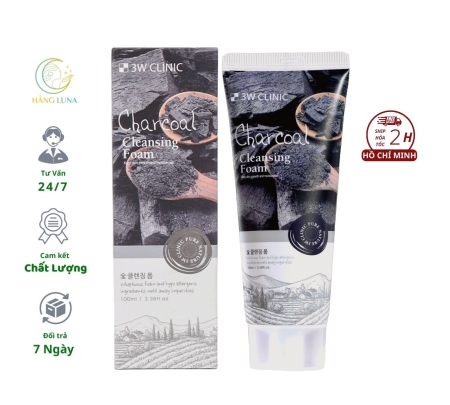 Sữa rửa mặt Charcoal Cleansing Foam 100ml 3wClinic Chiết Xuất Than Tre Hỗ trợ làm sạch giúp kiểm soát lỗ chân lông