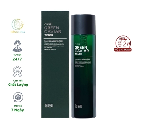 Nước hoa hồng Clear Green Caviar Toner Tenzero 200ml Hàn Quốc Toner rong nho Hỗ trợ cấp ẩm dưỡng trắng da mặt